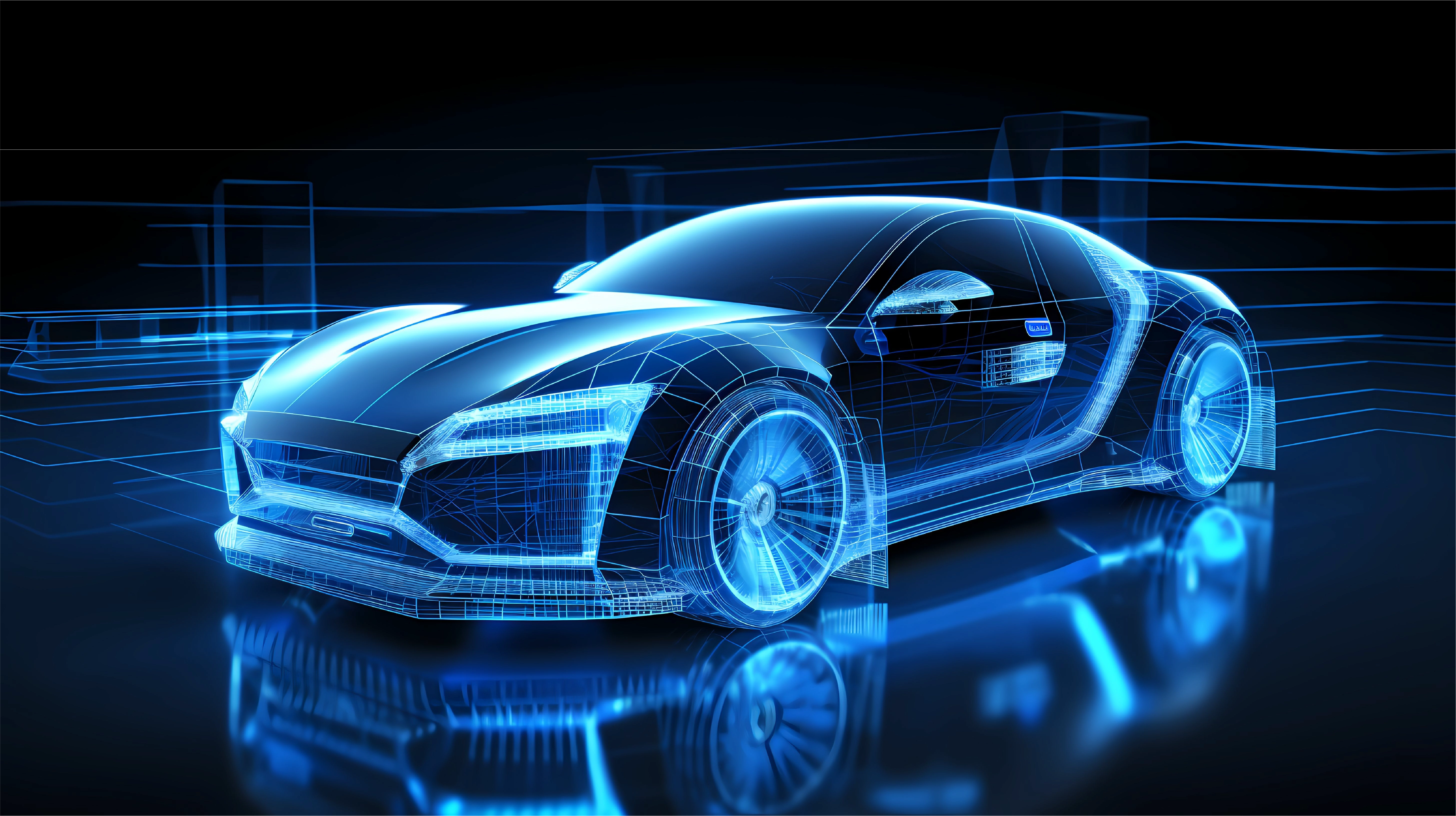 Futuristic car wireframe